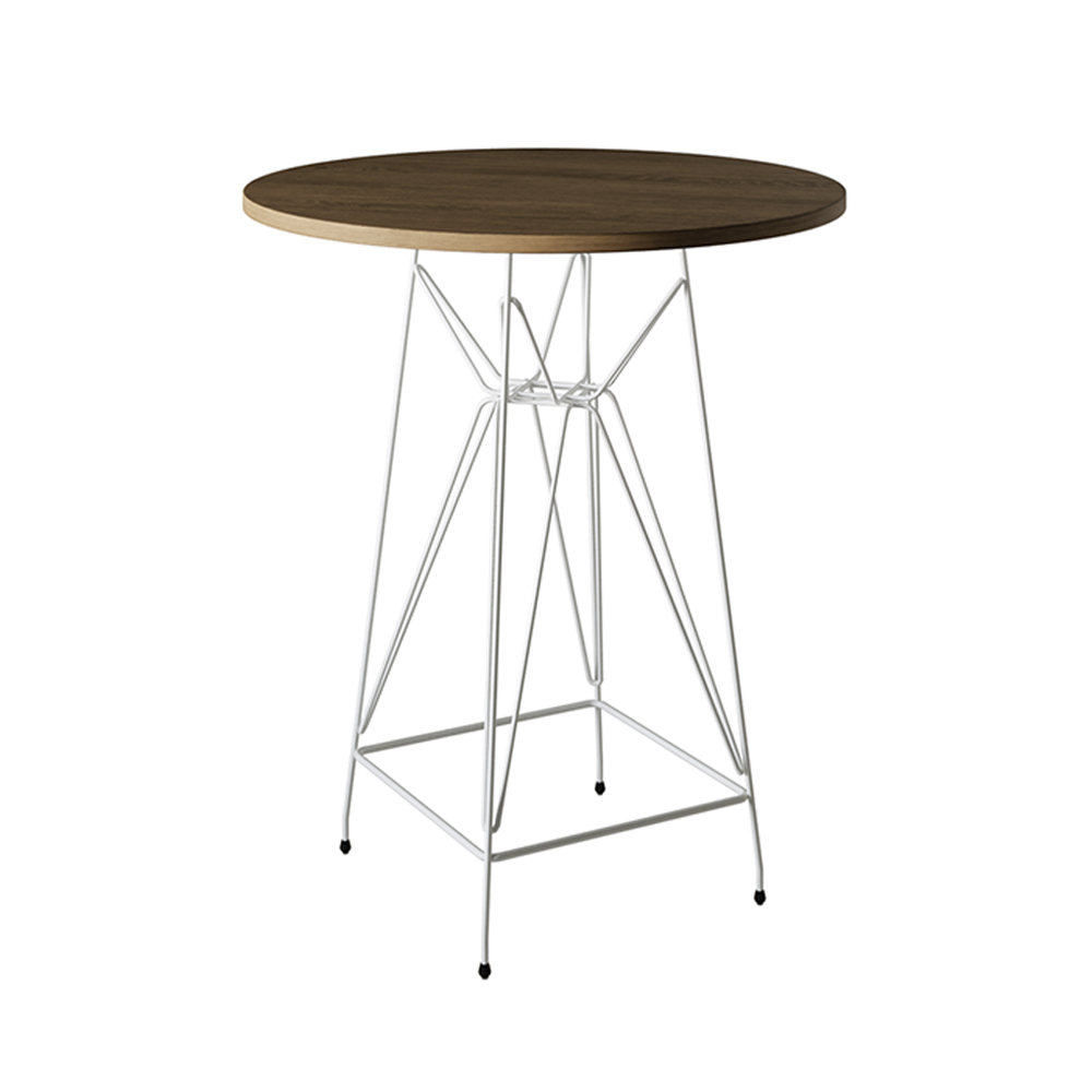 Mesa Bistrô Alta Eames Eiffel 60cm Amêndoa Base Ferro Branco