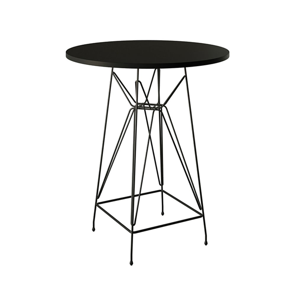 Mesa Bistrô Alta Eames Eiffel 60cm Preta Base Ferro Preto