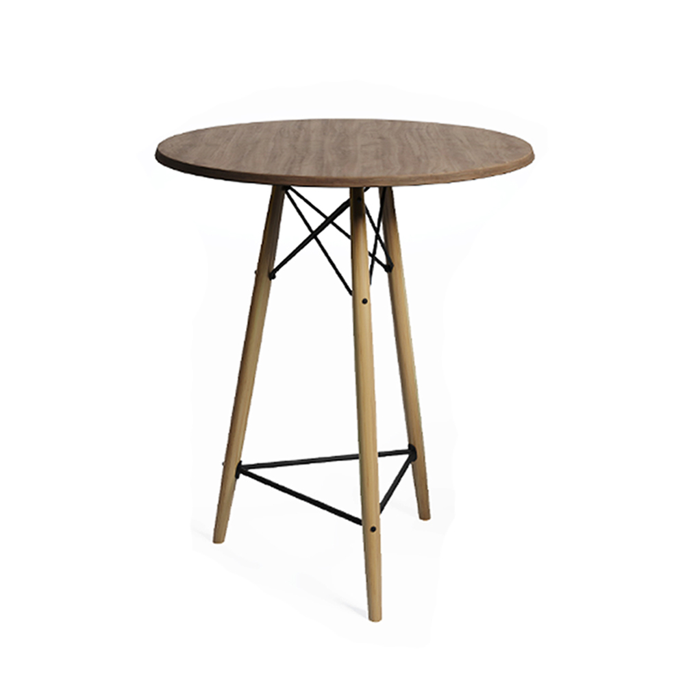 Mesa Bistrô Eames Eiffel Redonda Base Madeira Maciça 60cm Amêndoa