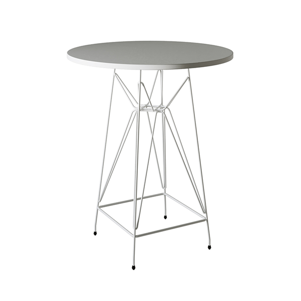 Mesa Bistrô Alta Eames Eiffel 60cm Branca Base Ferro Branco