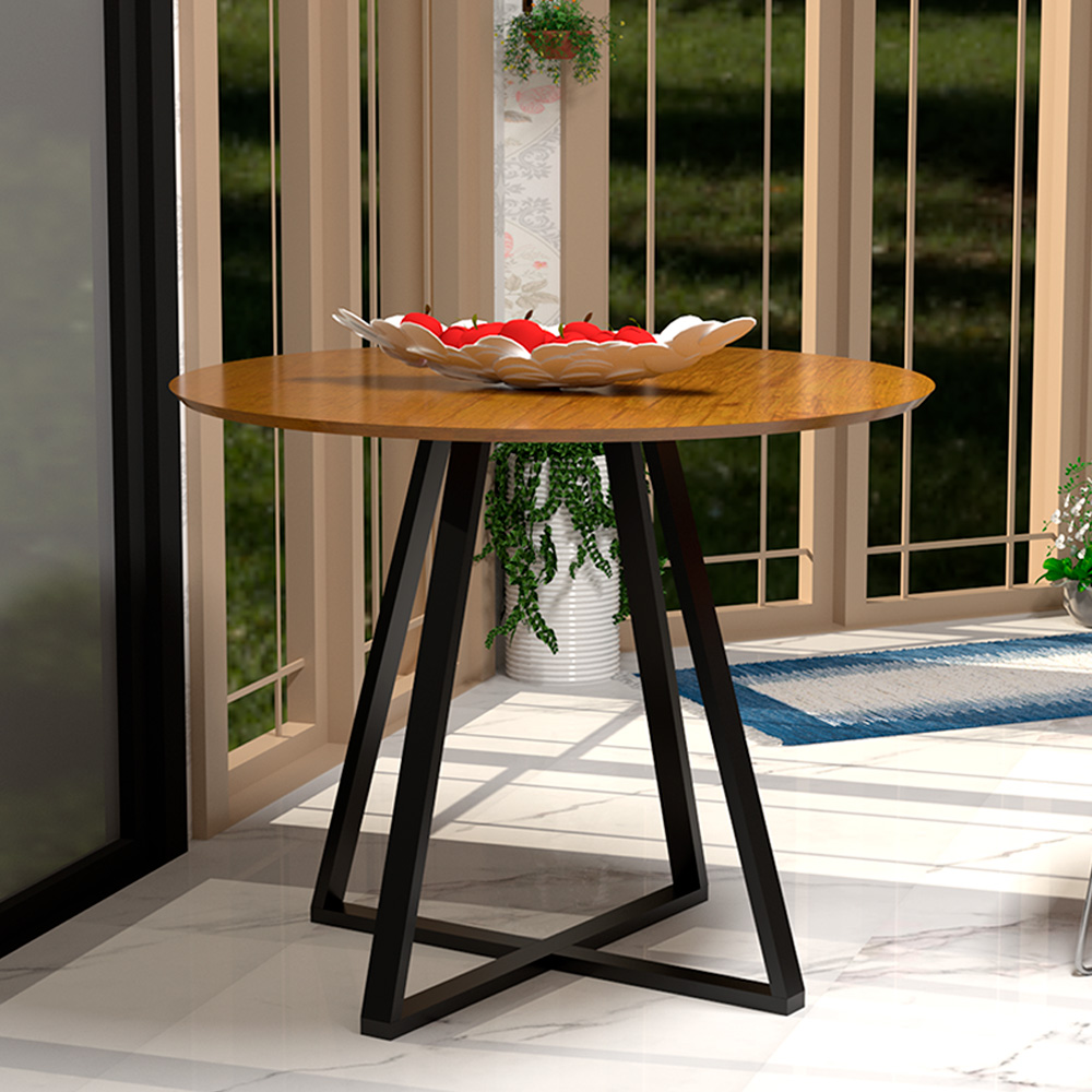 Mesa Industrial Jantar Sala Cozinha Pés Ferro Laís 110 Cm Redondo Nature em Oferta na Shopee