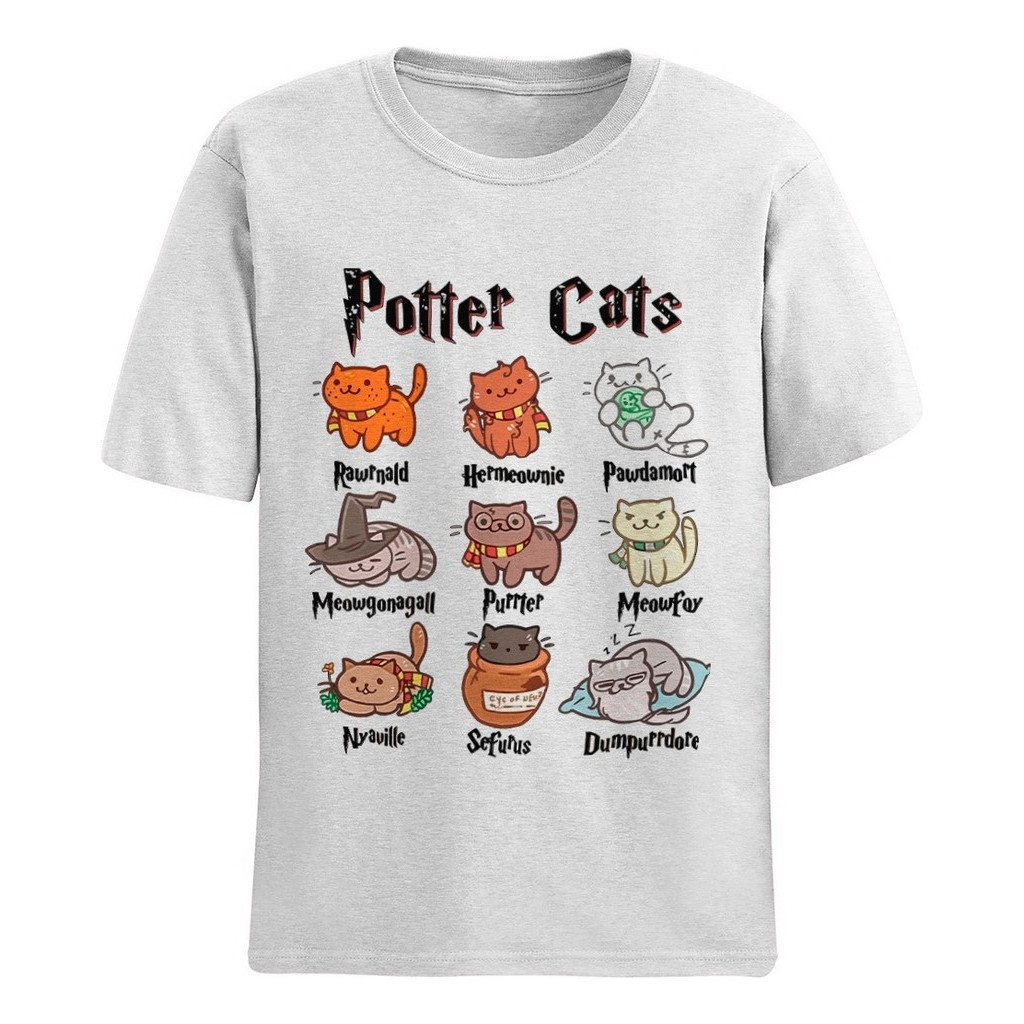 Camiseta Basica Potter Cats Love Hogwarts Harry Potter Geek