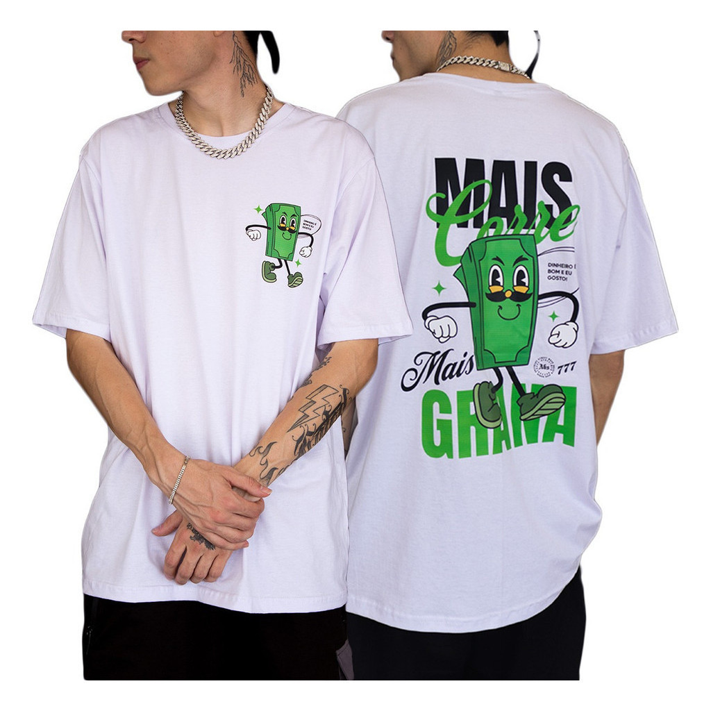 Camiseta Streetwear Algodao Mais Corre Mais Grana Abstract