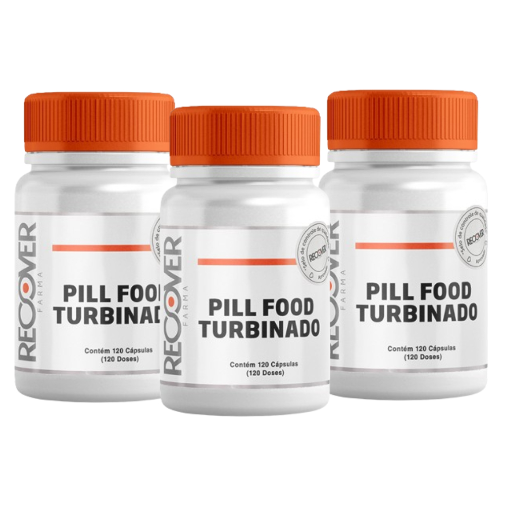 Pill Food Turbinado 120 Doses - 3 unidades - Saúde da pele, unhas e cabelo - Recover Farma