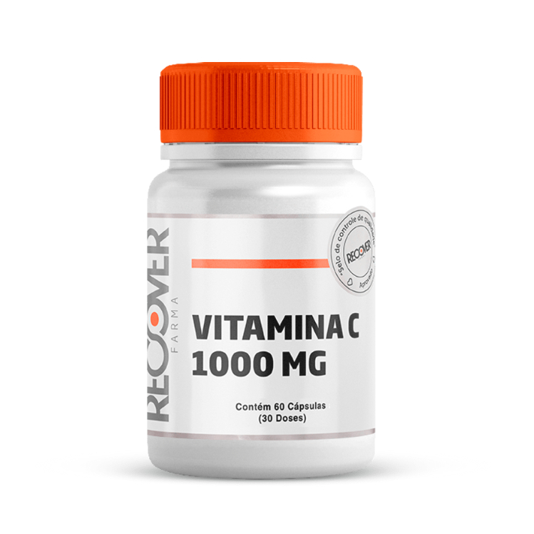 Vitamina C 1000mg  60 cápsulas (30 doses) - Imunidade antioxidante saúde bem estar - Recover Farma
