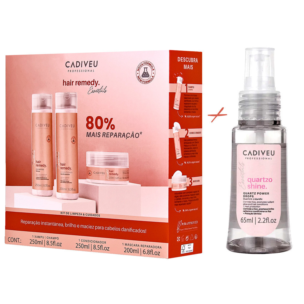 Kit Cadiveu Hair Remedy Repara Brilho + Reparador de Pontas
