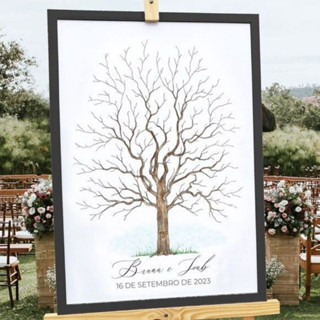 Quadro Placa Recepção De Casamento Árvore Digitais Envio Imediato em Oferta na Shopee