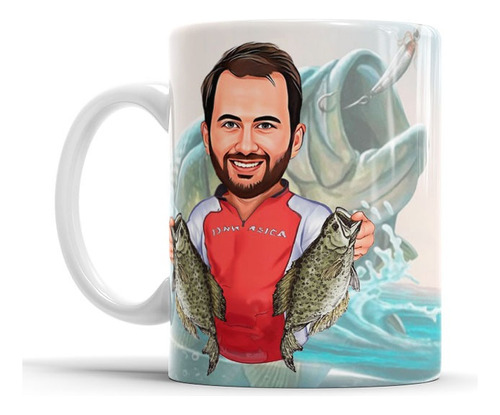 Caneca Com Caricatura Personalizada Avatar Pesca 325 Ml