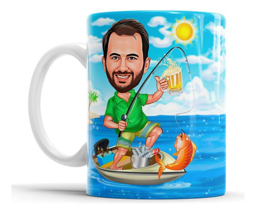 Caneca Com Caricatura Personalizada Avatar Pescador 325