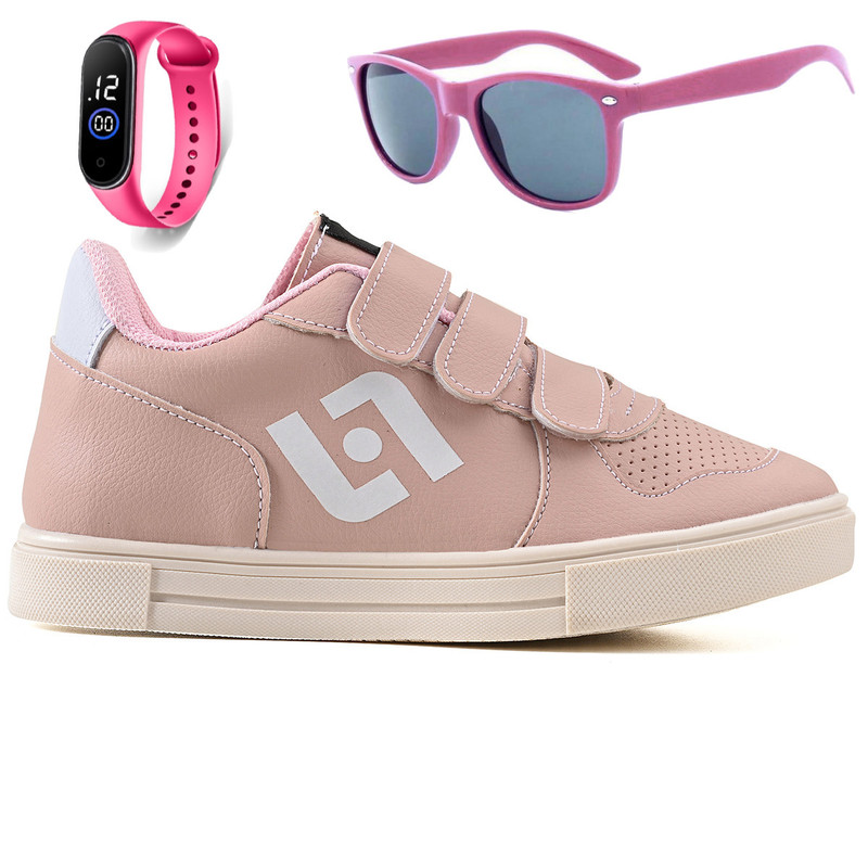 Tenis Infantil Casual Sapatenis Meninas Street Calce Facil+ Oculos + Relogio em Oferta na Shopee