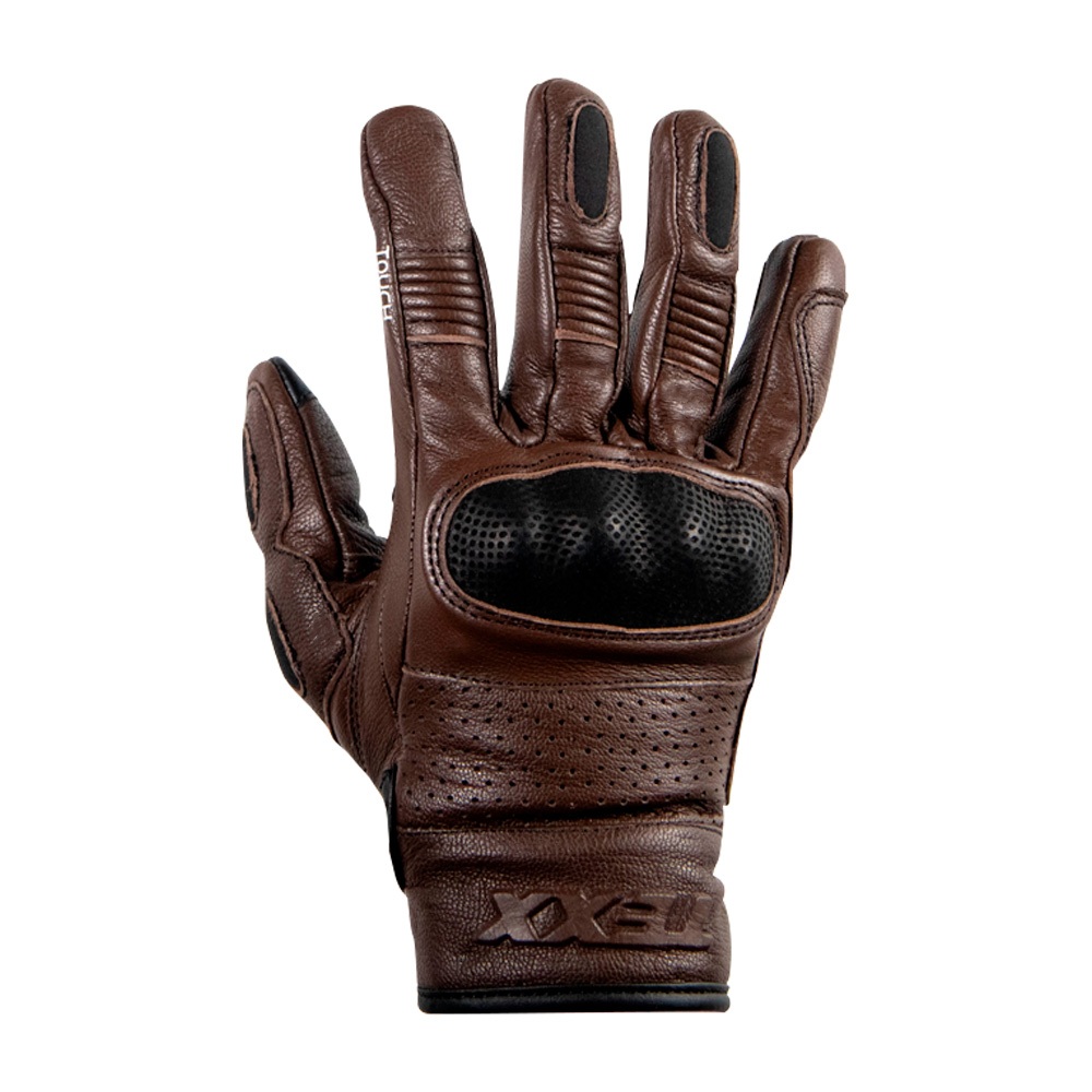 Luva Texx Liberty Couro Marrom Moto Protetor Motociclista Touch