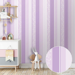 Rolo 3 Metros Papel de Parede Auto Adesivo Listrado Lilás Floral Lavável Quarto Sala Cozinha em Oferta na Shopee