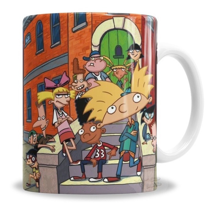 Caneca Porcelana Personalizada Hey Arnold Pandilla En El Pórtico - En Caja