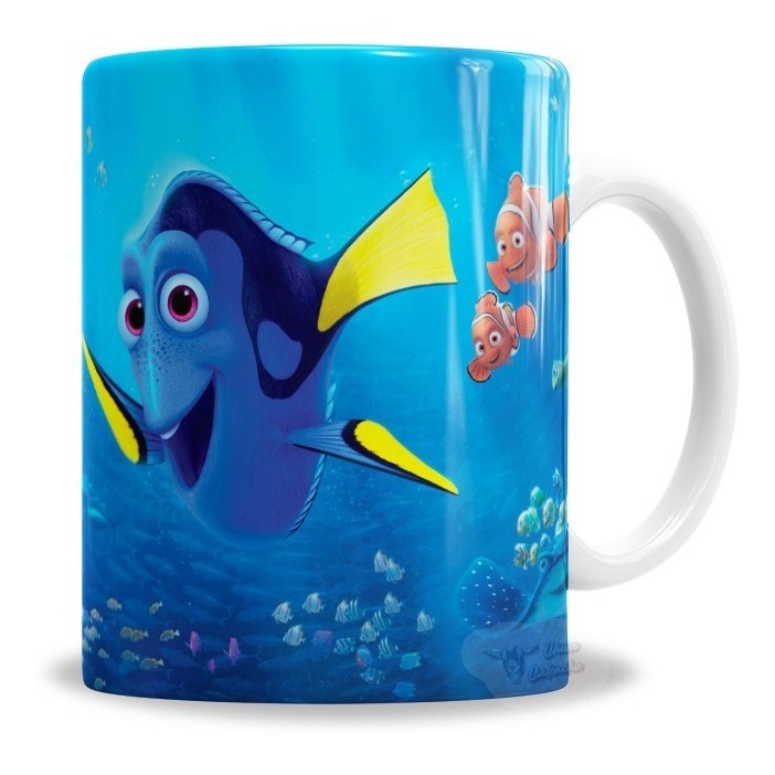 Caneca Porcelana Porcelana Buscando A Nemo Dory, Nemo E Marlin En Caja 325ml - Presente Personalizado