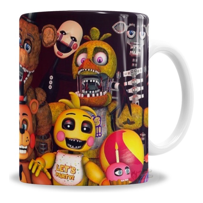 Caneca Porcelana Personalizada Five Nights At Freddy's Personajes En Caja