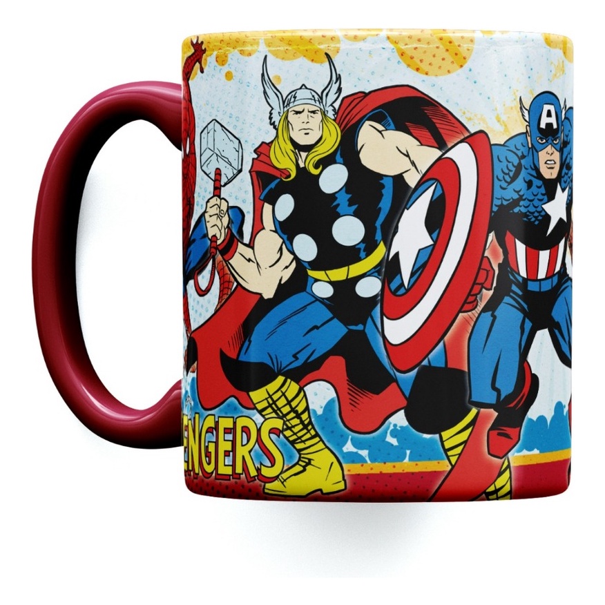 Caneca Ceramica Super Heroes Marvel Comic Avenger Spiderman