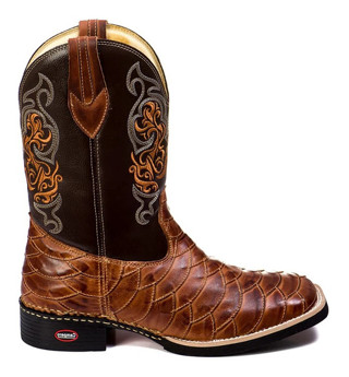 Bota Texana Masculina Rodeio Escamada Couro Bico Quadrado em Oferta na Shopee