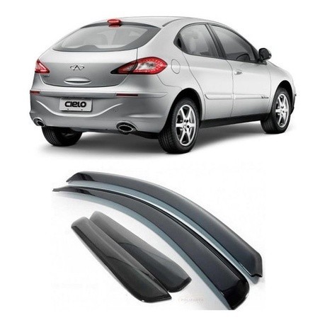 Calha de Chuva Defletor Chery Cielo Hatch 2010 a 2017 4 Portas Ecoflex