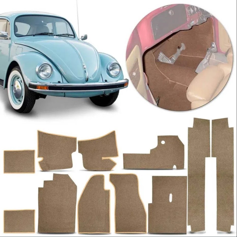 Forração Interna Fusca 1970 a 1995 Assoalho Carpete 11 Peças