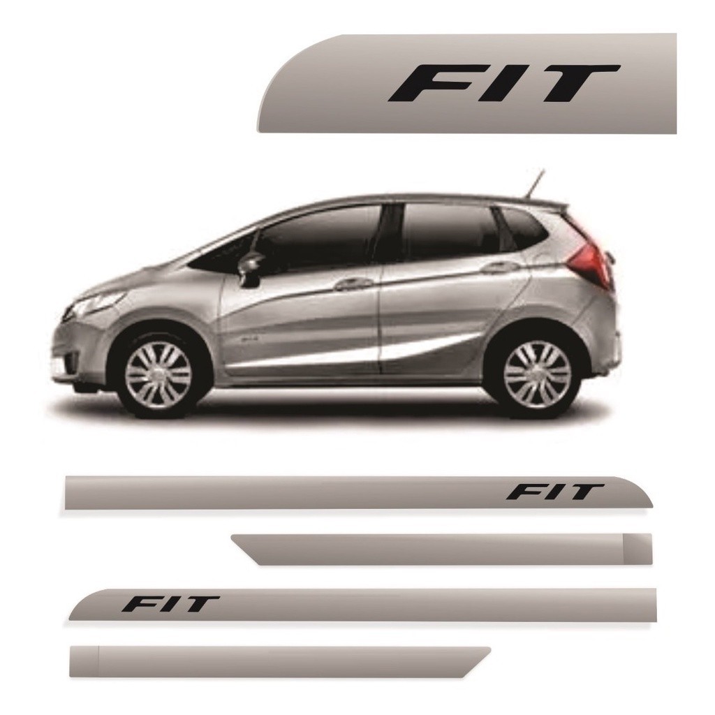 Friso Lateral Porta Honda Fit Prata Global 2003 A 2010