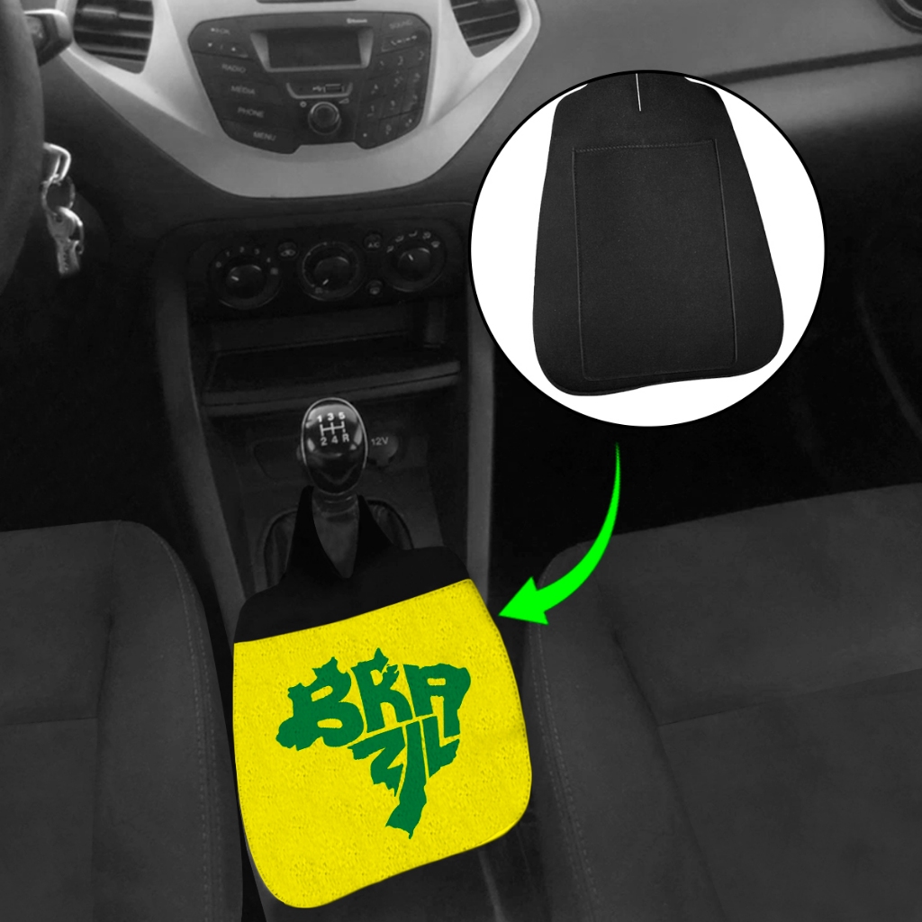 Lixeira de Carro Anti Furto Brazil Amarelo e Verde