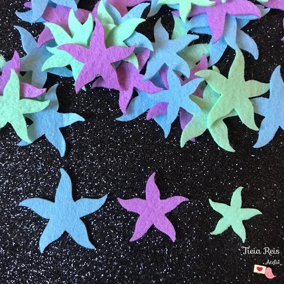 Estrela do mar de feltro cortado a laser 90 unidades, aplique para artesanato
