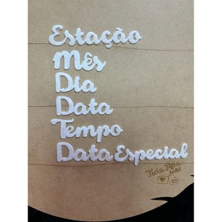 Recortes de feltro palavras cursiva Dia, Data, Tempo, Mês, Estação e Data Especial, aplique para calendário interativo