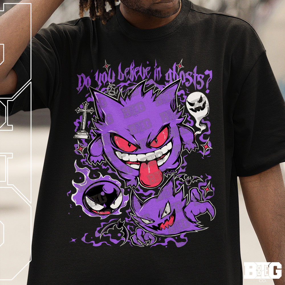 Camisa Algodão Estampada Gengar Pokemon Believe Ghosts Anime Y2K