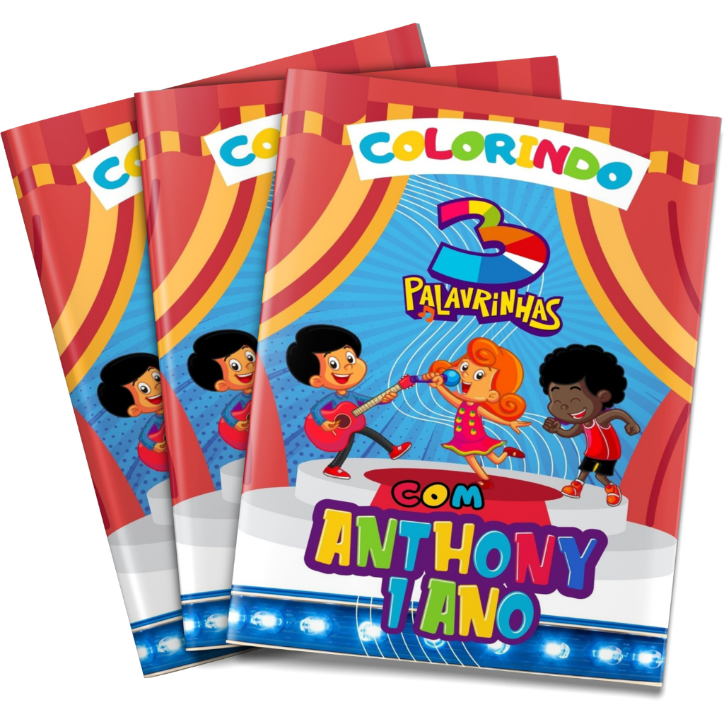 Livro de colorir 3 Palavrinhas lembrancinha -personalizada