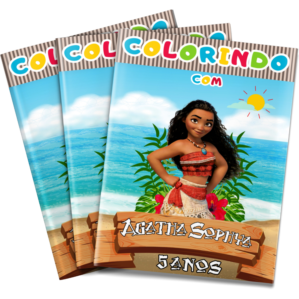 Livro de colorir Moana lembrancinha personalizada