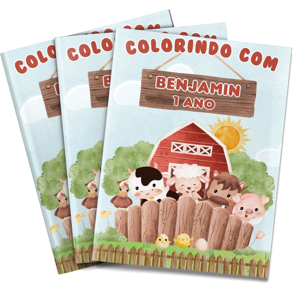 Livro de colorir Fazendinha Aquarela Lembrancinha personalizada em Oferta na Shopee