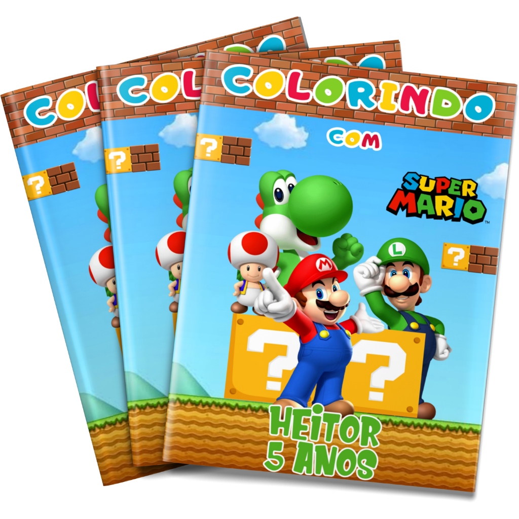 Livro de Colorir Super Mario Bros Lembrancinha personalizada