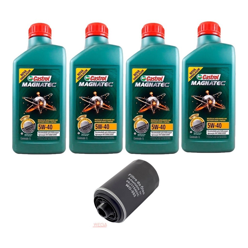 Kit Troca Óleo Castrol 5w40 Jetta Tsi 2.0 16V 200cv 2010/