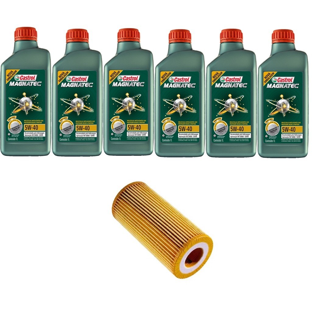 Kit Troca Óleo Castrol 5w40 Jetta Tsi 2.0 16v 211cv 2011/