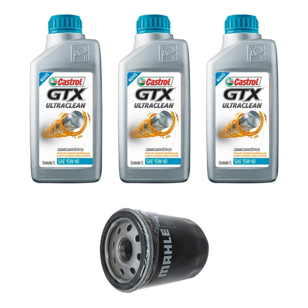 Kit Troca Óleo Castrol 15w40 Fiat 500 1.4 8v Flex 2011/