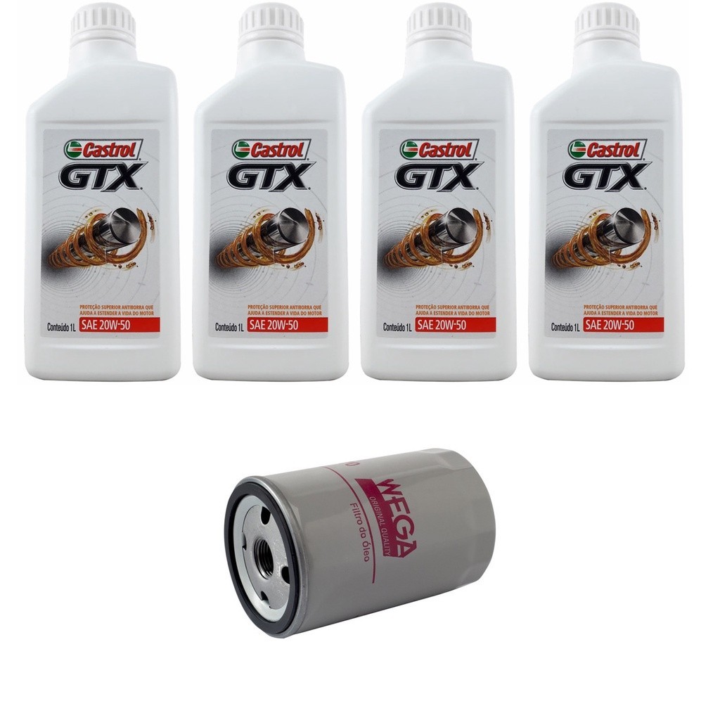 Kit Troca Óleo Castrol 20w50 Vw Golf G3 1.8 2.0 1991/1997 em Oferta na Shopee