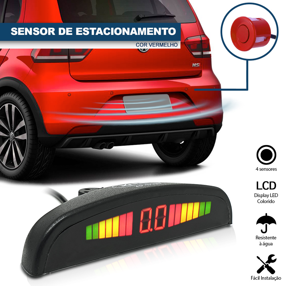 Sensor de Ré Traseiro Vermelho Aviso Aproximação Volkswagen Amarok 2011 2012 2013 2014