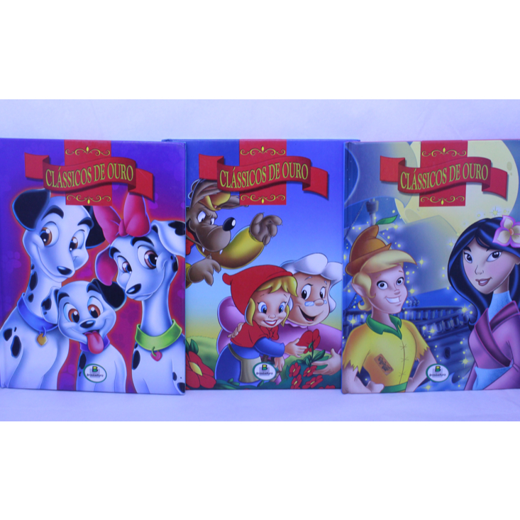 Coleção Clássico de Ouro 3 Livros Capa Dura Ali Babá e os 40 Ladrões + A Bela e a Fera + Mulan de Brasileitura- Liv
