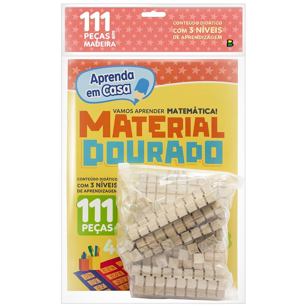 Livro Aprenda Em Casa Livro-Kit Material Dourado Com 111 Pecas Em Madeira