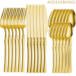 Kit 24 Jogo De Talheres Aço Inoxidável 416 Cintura Fina Dourado em Oferta na Shopee