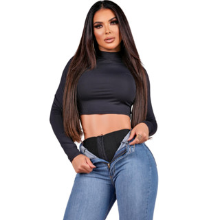 Calça Jeans Feminina Super Lipo Com Cinta Modeladora Elastica Chapa Barriga Cintura Perfei...