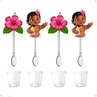 Kit 50 Colherzinhas Moana Baby + Copinhos em Oferta na Shopee