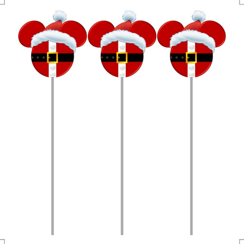 Kit 50 Toppers Para Doce Decorada Mickey Natal