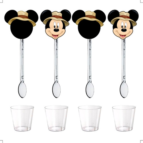 Kit 50 Colherzinhas Mickey Safari + Copinhos em Oferta na Shopee
