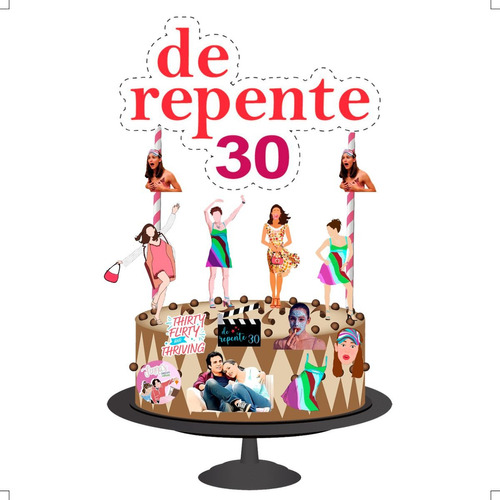 Topo De Bolo Topper De Aniversário De Repente 30 em Oferta na Shopee