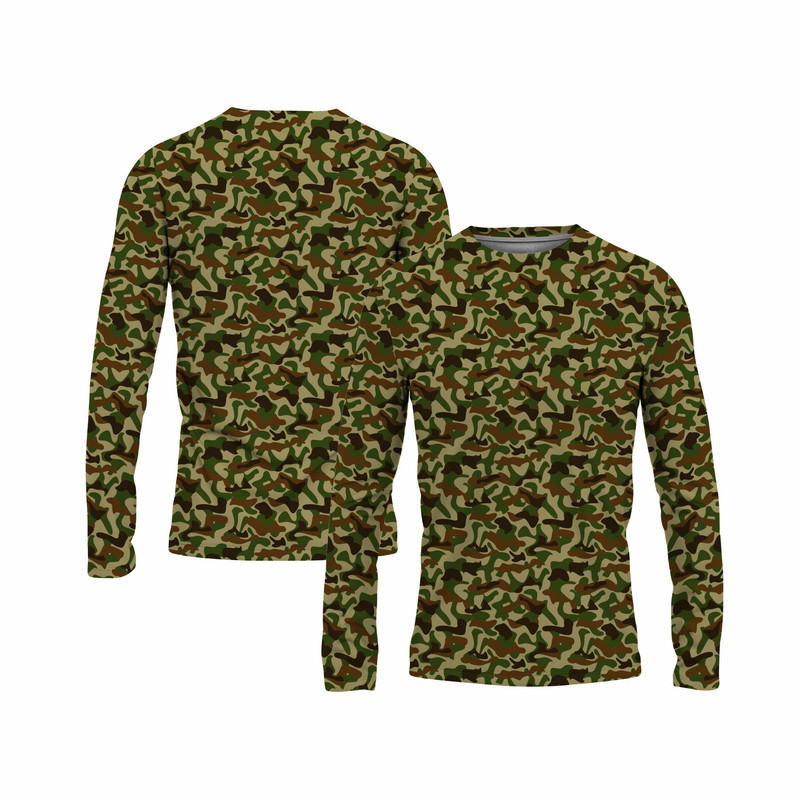 Camiseta Plus Size Com Proteção Solar Uv Sublimada Segunda Pele Trilha Camuflado Masculina Manga Longa