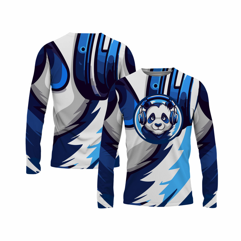 Camiseta Plus Size De Manga Longa Com  Masculina Estampa Sublimada Segunda Pele Trilha Urso