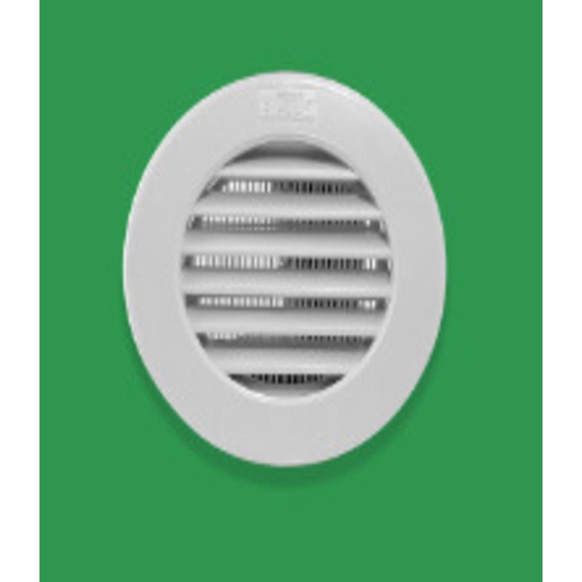 Grade De Ventilacao Redonda Plastica 100mm Branca Com Tela