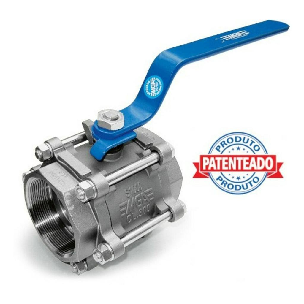 Registro Valvula Esfera Tripartida Inox Mga Tp Si Pr 1/2