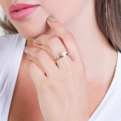 Detalhes do Anel Solitário Com Zircônia Facetada No Fo 511174 511174
